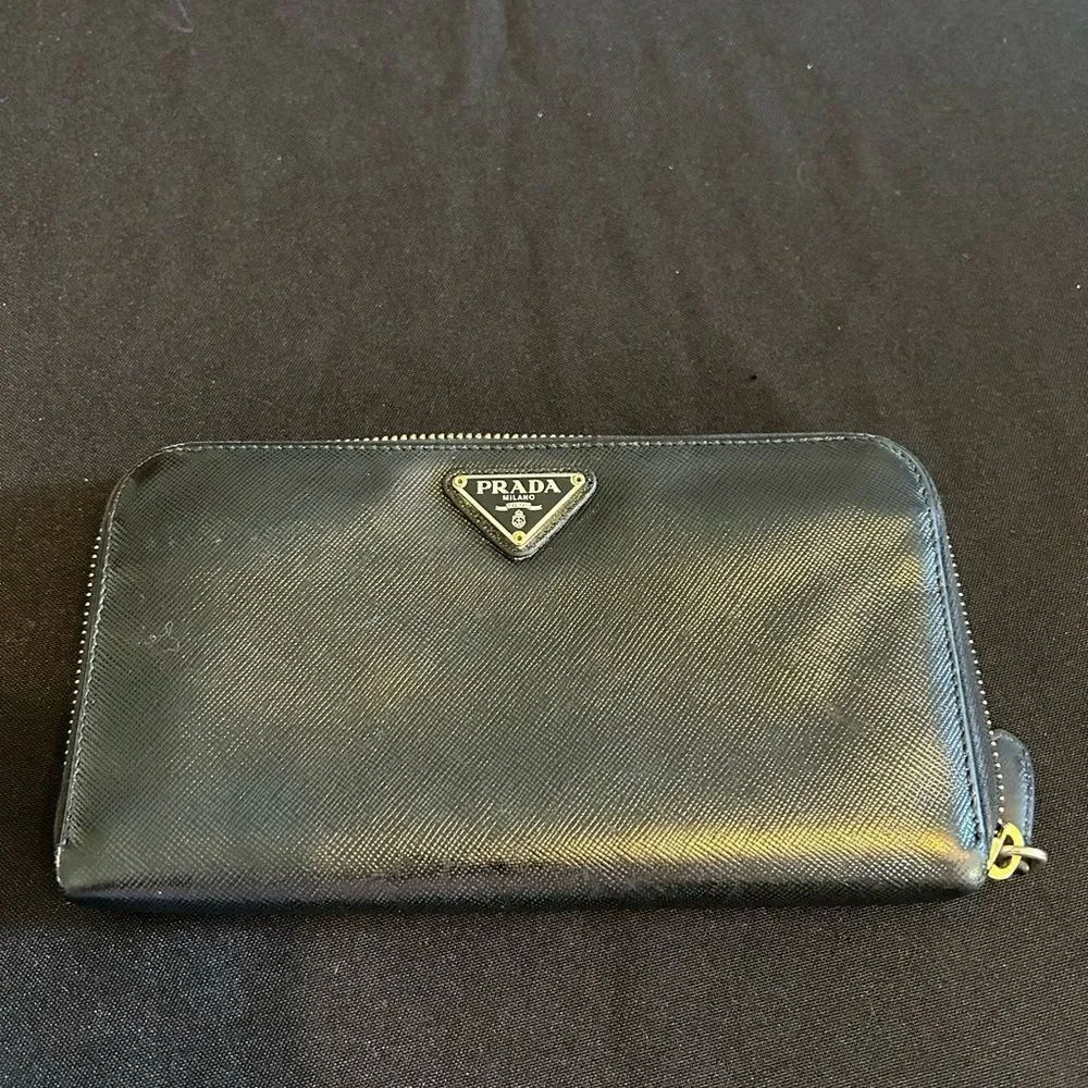 Prada Black Zip Long Wallet Great Condition